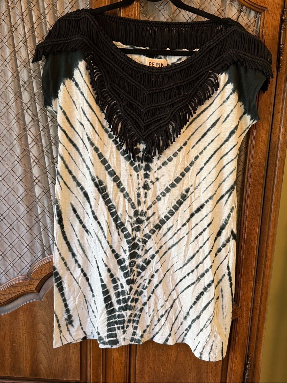 Pepin Tie Dye Macramé Fringe Tunic Top SIZE MEDIUM - Picture 1 of 7